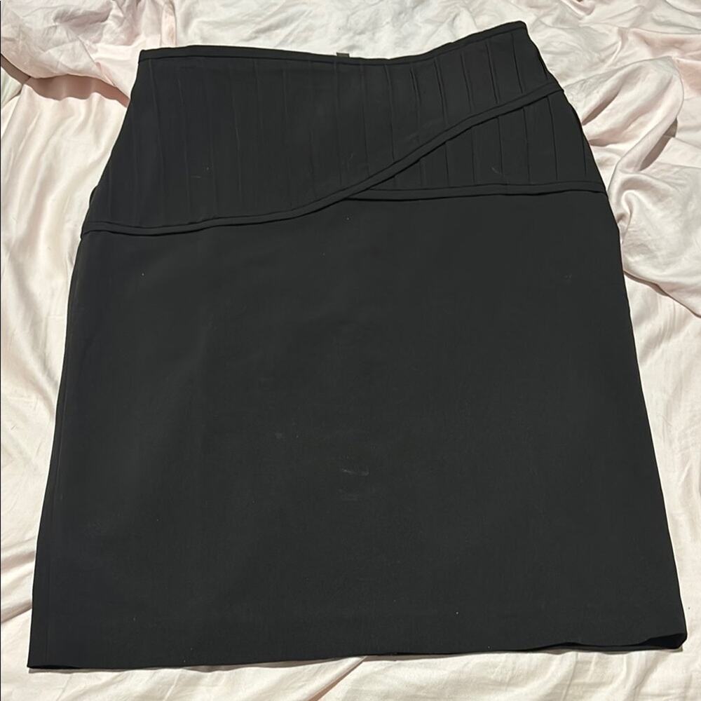 Adrienne Vittadini 8 Elegant Black Women's Skirt midi length stretch flat front